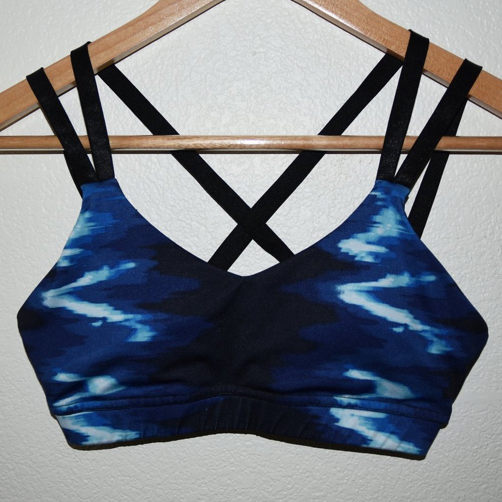 Forever 21 Black/Blue Streaked Sports Bra